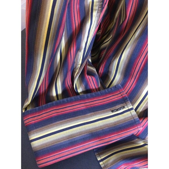 Jack Liyson Mens Button Up Shirt Striped Long Sleeve Contrast Flip Cuffs XL - Picture 4 of 8